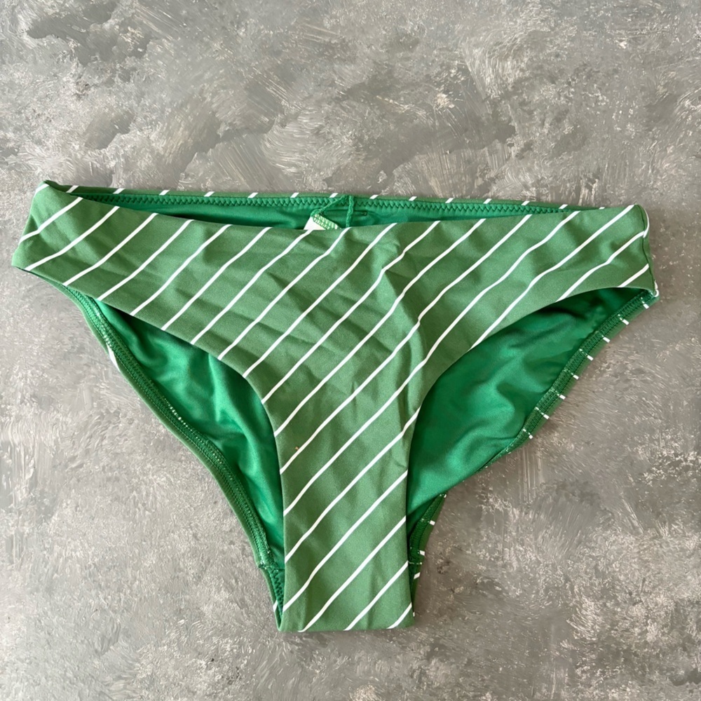 Sea Level Swim green white stripe bikini bottoms size 4 new